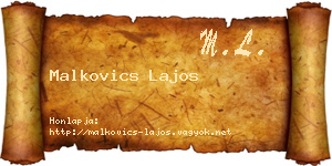 Malkovics Lajos névjegykártya